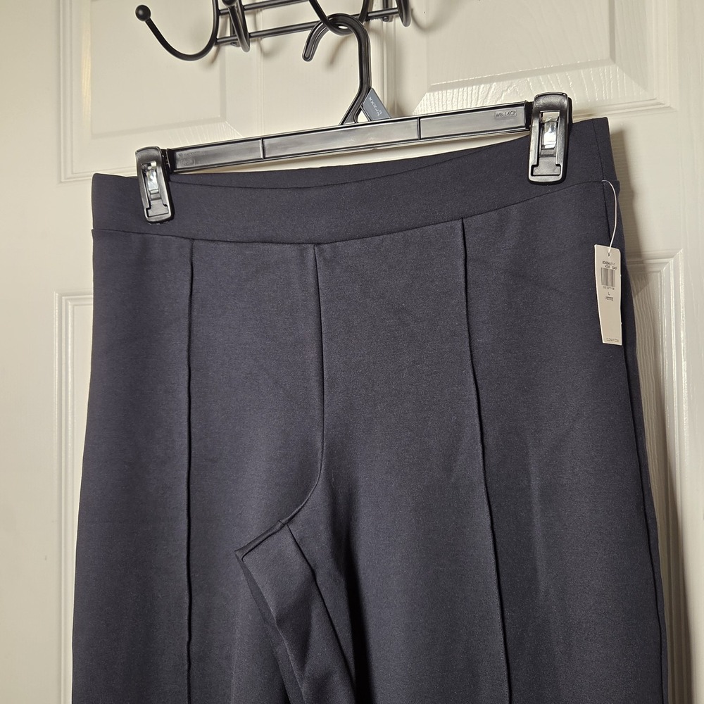 Old Navy sz L petite Stevie Straight extra high rise pull on pants navy cropped - Picture 2 of 10